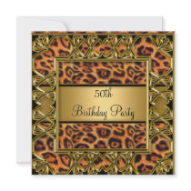 Womans 50th Birthday Party Leopard Invitation