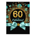 Womans 60th Birthday Teal Blue and Gold Card