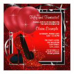 Womans Black and Red High Heels Birthday Party Personalized Invitation