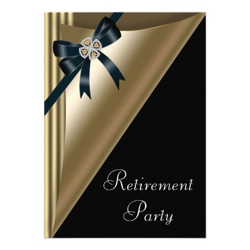 Womans Black Gold Retirement Party Invite