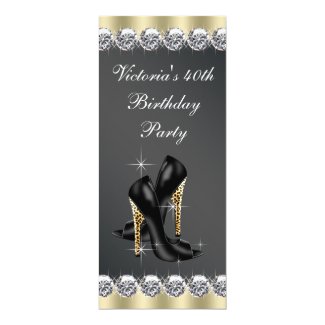 Womans Chic Black 40th Birthday Party