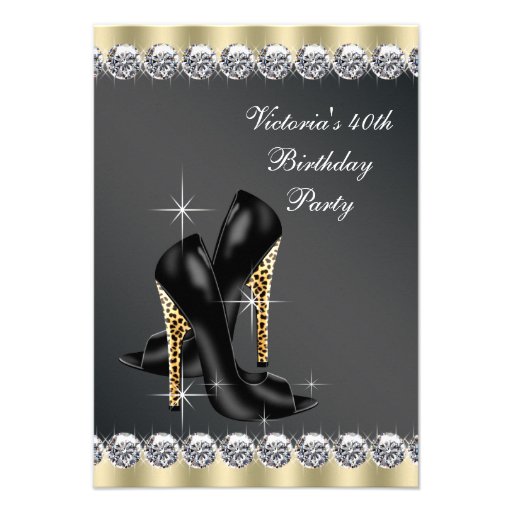 Womans Chic Black Birthday Party Invitation (front side)