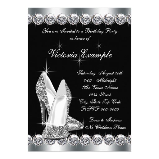 Womans Elegant Black 40th Birthday Party Cards
