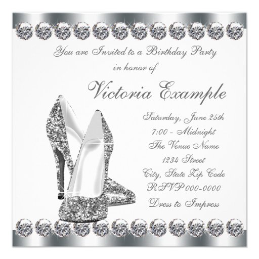 Womans Elegant Black 40th Birthday Party Personalized Announcements