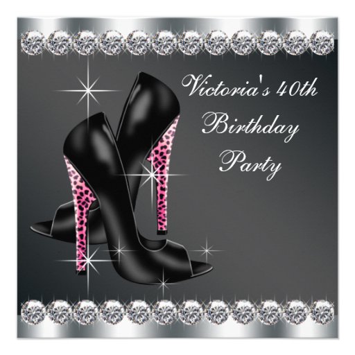Womans Elegant Pink 40th Birthday Party Announcement (front side)