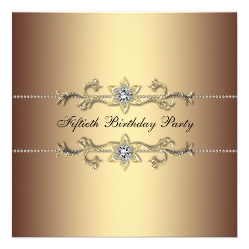 Womans Gold 50th Birthday Party Invitation