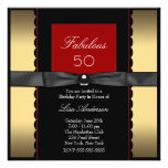 Womans Gold Black Red 50th Birthday Party Announcement