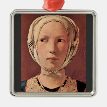 Woman's head frontally by Georges de La Tour Christmas Ornament