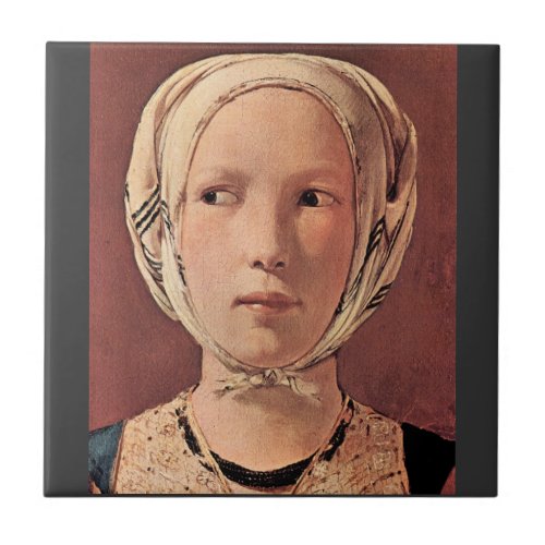 Woman's head frontally by Georges de La Tour Ceramic Tiles
