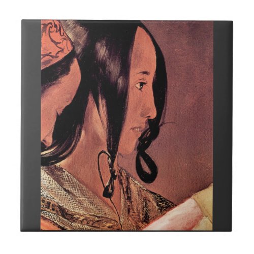 Woman's head in profile by Georges de La Tour Tile