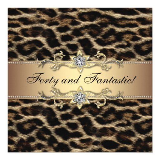 Womans Leopard Birthday Party Invitations