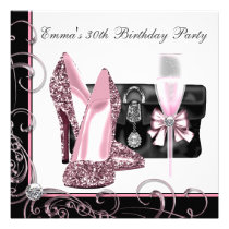 Womans Pink 30th Birthday Party Invitations invitations