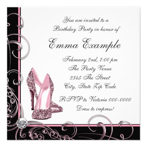 Womans Pink 30th Birthday Party Invitations