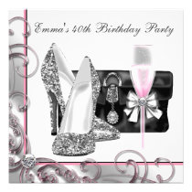 Womans Pink 40th Birthday Party Invitations invitations
