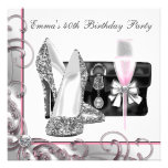 Womans Pink 40th Birthday Party Invitations