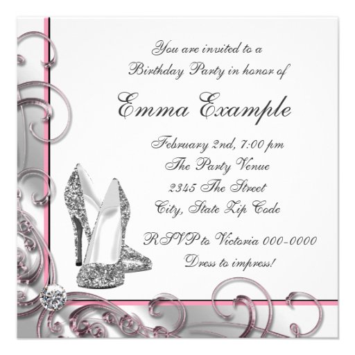Womans Pink 40th Birthday Party Invitations