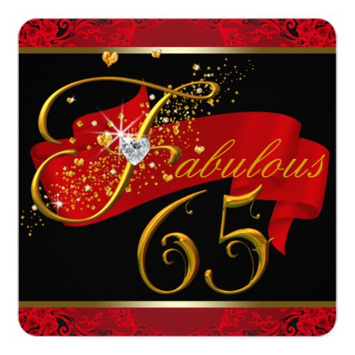 Womans Red Fabulous 65th Birthday Party Card | Zazzle