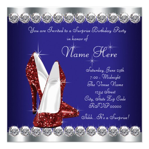 Womans Red White and Blue Birthday Party Custom Invite