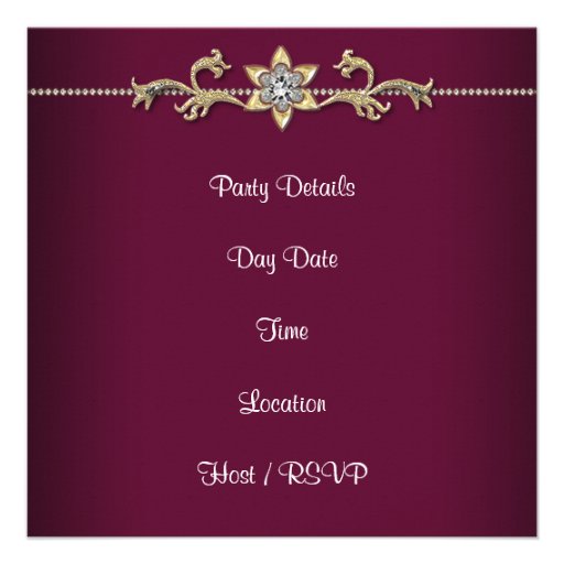 Womans Red Wine Gold 50th Birthday Party Custom Invite