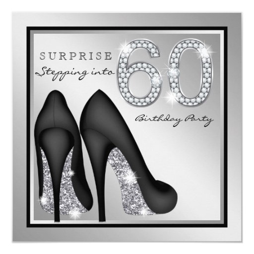 Womans Surprise 60th Birthday Party Silver Card Zazzle