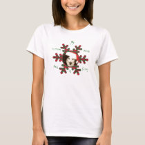 Woman's T with Husky in Santa Hat t-shirts by laohare Woman's T with Husky in Santa Hat t-shirts
