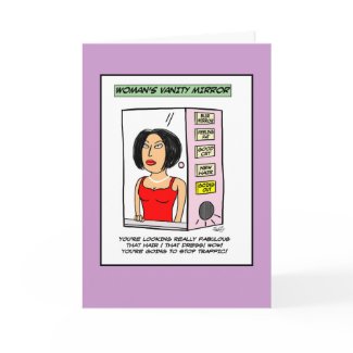 Woman's Vanity Mirror Cartoon card