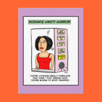 Woman's Vanity Mirror - Funny Post Card postcards
