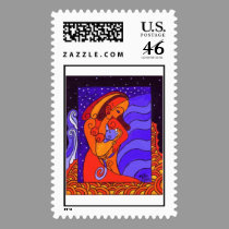 WomanwCat stamps
