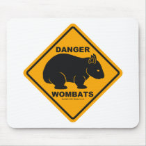 Wombat Danger Road Sign mousepads by Wombania Wombat Danger Road Sign mousepads