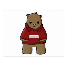 wombat in sweater with stripe jpeg postcards