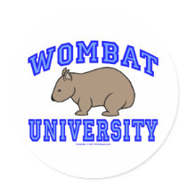 Wombat University II Round Stickers