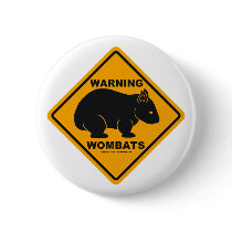 Wombat Warning Sign buttons by Wombania Wombat Warning Sign buttons
