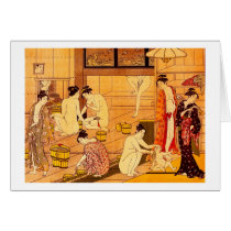 Women Bathing, Torii Kiyonaga cards by masterpiecesofart Women Bathing, Torii Kiyonaga cards
