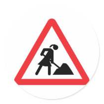 women construction building-site warnsign stickers by Tomaniac women construction building-site warnsign stickers