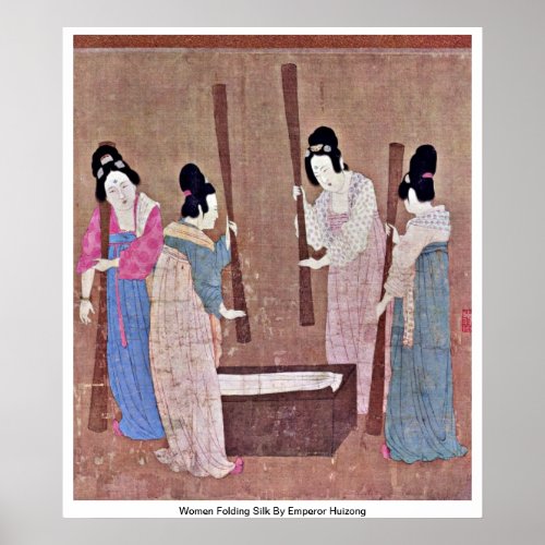 Women Folding Silk by Emperor Huizong Print