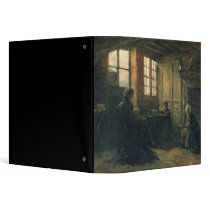 Women Fraying Linen, Honfleur, 1877 Vinyl Binder