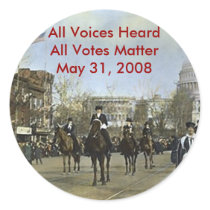 women march, All Voices Heard  All Votes Matter stickers
