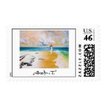 Women on beach postage stamp stamps