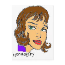 women profile face postcards
