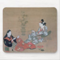 Women Sewing Vintage Japanese Print Mousepad