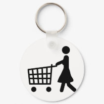 women shopping black trolly keychains