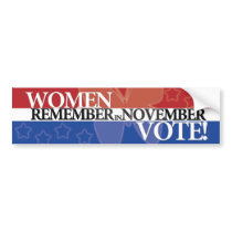 Women Vote - Remember in November 1 Bumper Stickers