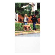 Women Walking a Dog Customized Photo Card