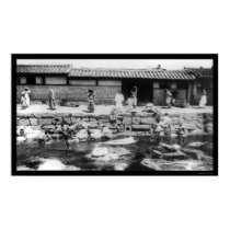 Women Washing Laundry in a Stream in Korea 1895 posters