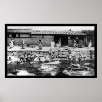 Women Washing Laundry in a Stream in Korea 1895 Posters