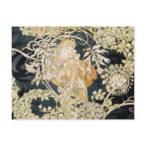 Women with Daisies Art Nouveau Post Card