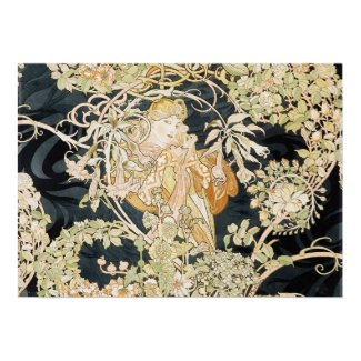 Women With Daisies Art Nouveau Poster print