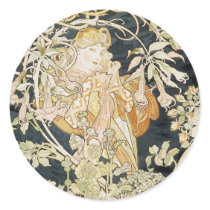 Women with Daisies Art Nouveau Sticker