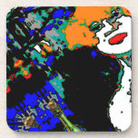 Women with Neon Wall Abstract Drink Coasters