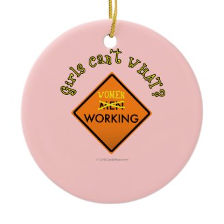 Women Working Construction Sign Christmas Tree Ornament
